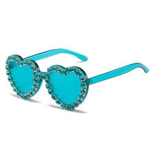 Load image into Gallery viewer, Peach Heart Rhinestone Sunglasses – Y2K INS Style