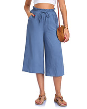 Load image into Gallery viewer, Women’s Elastic Cropped Wide-Leg Pants