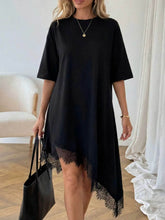 Load image into Gallery viewer, Women's Lace Trim Asymmetric Three-Quarter Sleeve Dress