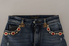 Load image into Gallery viewer, Dolce & Gabbana Blue Denim Crystal Embellished Pants Jeans