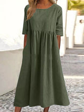 Load image into Gallery viewer, Plus Size Midi Dress | Round Neck Pocket Dress