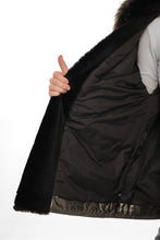 Load image into Gallery viewer, Audrey Genuine Lamb Leather Fox Fur Down Coat in Olive