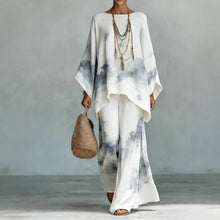 Load image into Gallery viewer, Floral Print Bamboo Linen Two-Piece Set | Wide-Leg Pants