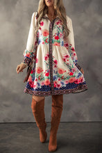 Load image into Gallery viewer, Vintage Flower Button Down Lantern Sleeve Dress Feminine Floral Dress For Women