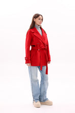 Load image into Gallery viewer, Karina Midi Cashmere Wool Blend Coat In Ruby