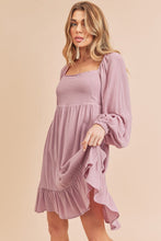 Load image into Gallery viewer, New Summer Ruffled Hem Square Neck Balloon Sleeve Mini Dress For Women - Trendy, Feminine & Chic with Playful Details
