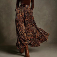 Load image into Gallery viewer, Women's Floral Print Long Sleeve Skirt Set with Belt – Caramel