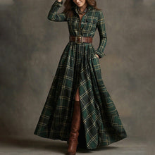 Load image into Gallery viewer, Women's Printed Lapel Slim-Fit Dress – Elegant Commuter Style
