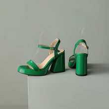 Load image into Gallery viewer, Women's Round Toe Chunky Heel Sandals – Buckle Strap Block Heel