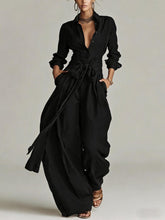 Load image into Gallery viewer, Women's Collar Long Sleeve Top & High-Waist Pants Two-Piece Set – 5 Colors