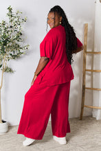 Load image into Gallery viewer, Double Take Full Size Round Neck Slit Top and Pants Set