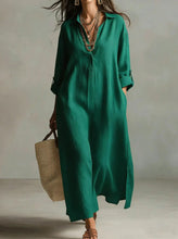Load image into Gallery viewer, Women's Casual Long-Sleeve Linen Shirt Dress – Relaxed Fit