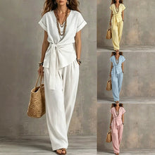 Load image into Gallery viewer, Women's V-Neck Short-Sleeve Top & Pants Two-Piece Set