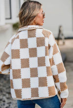 Load image into Gallery viewer, Elegant Checkered Snap Down Long Sleeve Teddy Jacket Soft & Warm Colorful Jacket