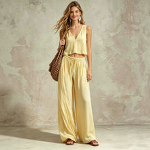 Load image into Gallery viewer, Women's V-Neck Sleeveless Camisole Top & Wide Leg Pants Set