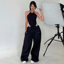 Load image into Gallery viewer, Women's High-Waist Lace-Up Straight-Leg Cargo Pants – Loose Fit