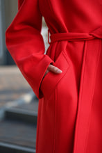 Load image into Gallery viewer, Band Collar Wool Blend Coat in Red