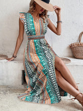 Load image into Gallery viewer, Women's Boho Geometric Print Puff Sleeve A-Line Maxi Dress – 3 Colors S–XL
