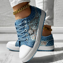 Load image into Gallery viewer, Floral Embroidered Polka Dot Print Sneakers — Women’s Casual Canvas Shoes