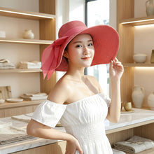Load image into Gallery viewer, Big Brim Straw Beach Hat – Wide Brim Women’s Sun Hat