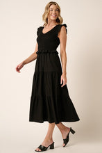 Load image into Gallery viewer, Smocked Ruffled Tiered Midi Dress – Feminine, Romantic, Flattering and Playful Design & Whimsical Style