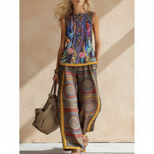 Load image into Gallery viewer, Printed Retro Sleeveless Top & Wide-Leg Pants Set | 12 Prints S–5XL