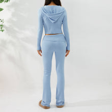 Load image into Gallery viewer, Women’s Knitted Hooded Two-Piece Set – Cardigan & High-Waisted Pants Suit