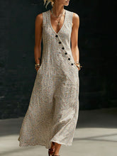 Load image into Gallery viewer, Women's V-Neck Diagonal Button Placket Cotton-Linen Shirt & Wide-Leg Pants Set