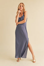 Load image into Gallery viewer, Ruched Side Slit Cutout Back Maxi Cami Dress –Elegant, Sophisticated & Alluring with Side Slit, Ruched Detailing & Daring Cutout Back Design for Special Occasions