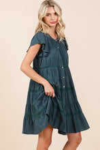 Load image into Gallery viewer, Lace Detail Ruffled Button Down Tiered Dress For Women – Romantic and Feminine Dress with Delicate Lace and Flowing Tiers