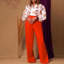 Load image into Gallery viewer, Printed Floral Lace-Up Top & Wide-Leg Pants Set – 4 Colors, S–3XL