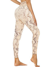 Load image into Gallery viewer, Cropped High-Waisted Leggings – Snake Print Workout Pants