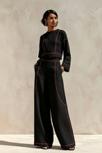 Load image into Gallery viewer, Women's Cropped Long-Sleeve Top & Ultra-Wide Palazzo Pants Set
