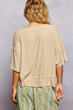 Load image into Gallery viewer, POL Short Sleeve Ccopped Rib T-Shirt with Contrast Stitch Detail