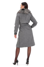 Load image into Gallery viewer, Karolina Genuine Silver Fox Wool Blend Coat