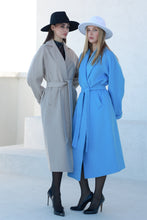 Load image into Gallery viewer, Classic Brushed Cashmere Wool Blend Overcoat in Azure