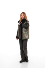Load image into Gallery viewer, Audrey Genuine Lamb Leather Fox Fur Down Coat in Olive