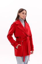 Load image into Gallery viewer, Karina Midi Cashmere Wool Blend Coat In Ruby