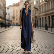 Load image into Gallery viewer, Women's Sleeveless Deep V-Neck Hooded Loose Maxi Dress – 6 Colors XS–3XL