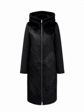 Load image into Gallery viewer, ⇆ Reversible Faux Fur & Suede Hooded Coat