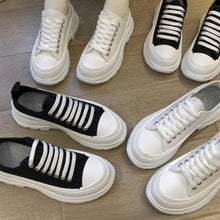 Load image into Gallery viewer, Lace-Up Round Toe Platform Sneakers – Canvas Chunky Sole