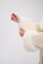 Load image into Gallery viewer, Genuine Polar Fox Fur Wool Hooded Coat