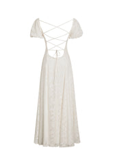 Load image into Gallery viewer, Pandora White Bubble Sleeve Backless Maxi Dress