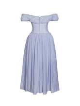 Load image into Gallery viewer, Xavy Baby Blue Off Shoulder Corset Midi Dress