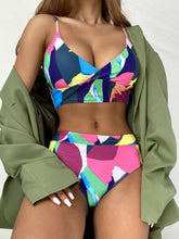 Load image into Gallery viewer, Geometric Colorful Bikini Sets Solid Color Ruffled Swimwear Bathing Suits 2 Piece Split Push Up Bandage Beachwear Women's Bikini Scoop Neck Straps Cutout Crop Top Lace Up Bottom Comfortable Beach Summer Swimsuit