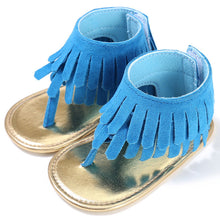 Load image into Gallery viewer, Baby Summer Newborn 0-18M Infant Baby Girls Children's Sandals Summer New Retro Tassel Flannel Baby Shoes Solid Non-slip