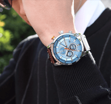 Load image into Gallery viewer, Men's Waterproof Elegant Sport Watch With Chronometers Day View, Leather Belts And Hardlex Scratch Resistant Glass Perfect Gift For Him