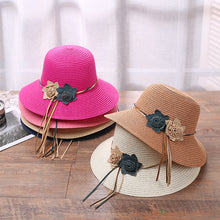 Load image into Gallery viewer, Girls Hats Children Raw Edge Straw Hat For Girls Kids Sun Cap Girls Hat Baby Beach Caps In leegant Modern Design