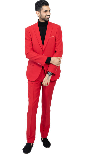 PAUL LORENZO MENS RED SLIM FIT 2 PIECE SUIT