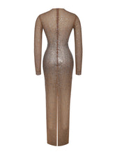 Load image into Gallery viewer, Isabel Crystal Embellished Mesh Long Sleeve Maxi Dress